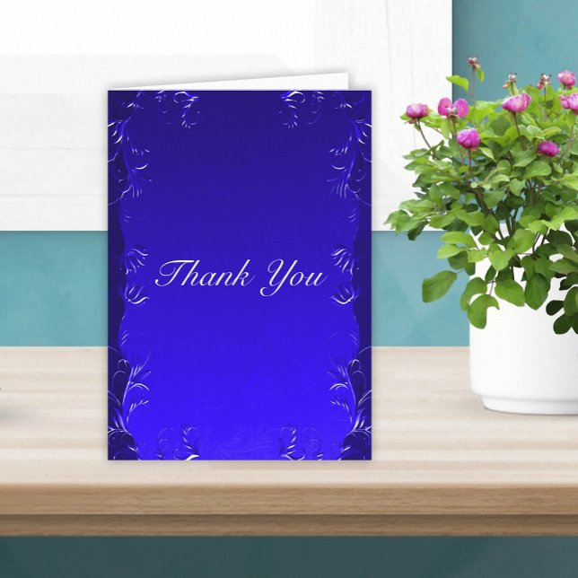 Elegant Royal Blue Wedding  Thank You Card (Creator Uploaded)