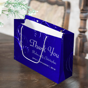 Elegant Royal Blue Wedding Thank You Large Gift Bag