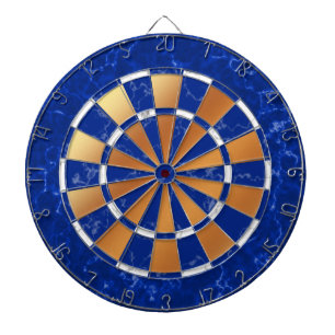 Elegant Royal Blue & White Marble on Copper Foil Dartboard