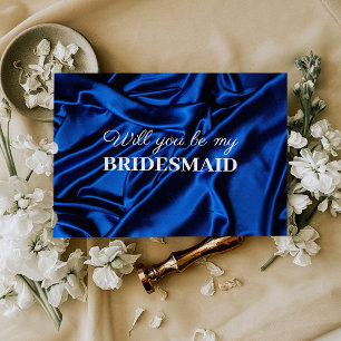 Elegant Royal Blue Will You Be My Bridesmaid Postcard