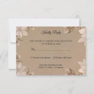Elegant Royal Boho Beige Floral RSVP Card