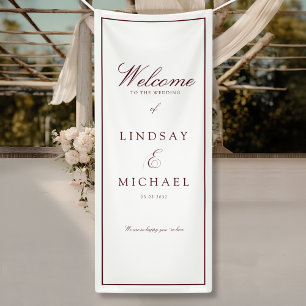 Elegant Royal Burgundy Monogram Wedding Banner