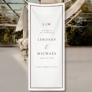 Elegant Royal Burgundy Monogram Wedding Banner