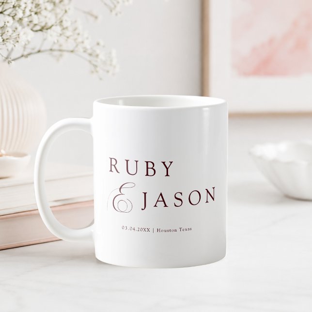 Elegant Royal Burgundy Script Wedding Coffee Mug (Creator Uploaded)
