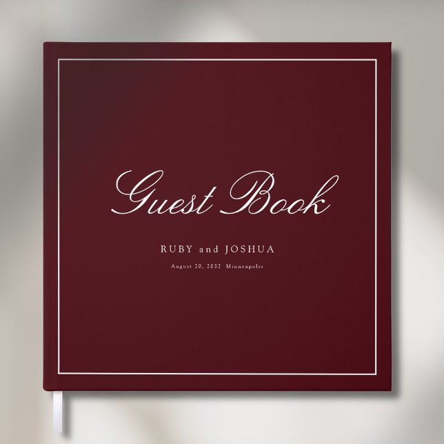 Elegant Royal Burgundy Scripted Font Wedding Guest Book (Elegant Royal Burgundy Scripted Font Wedding Guest Book)
