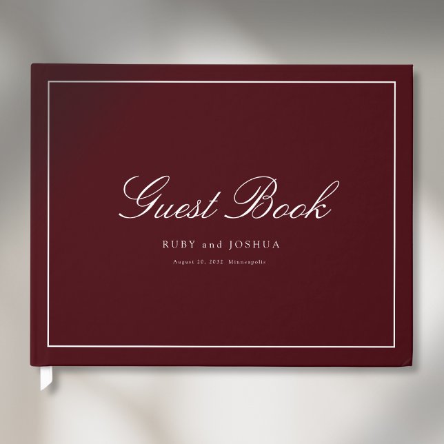 Elegant Royal Burgundy Scripted Font Wedding Guest Book (Elegant Royal Burgundy Scripted Font Wedding Guest Book)