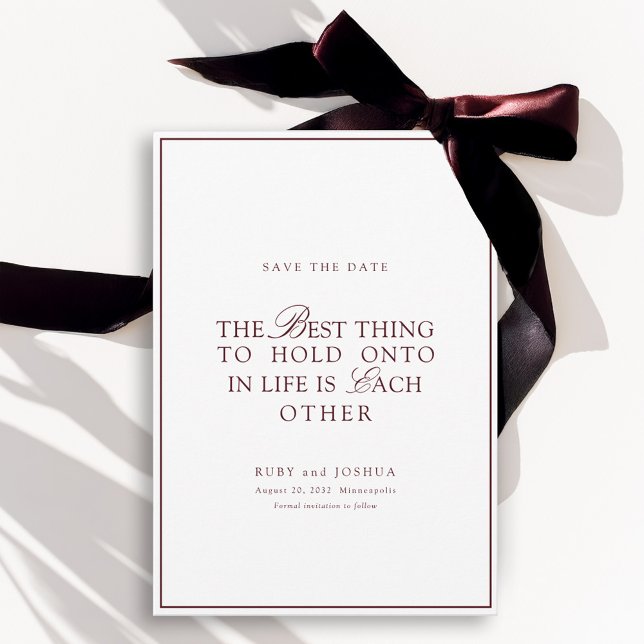 Elegant Royal Burgundy & White Wedding  Save The Date (Elegant Royal Burgundy & White Wedding Save The Date)