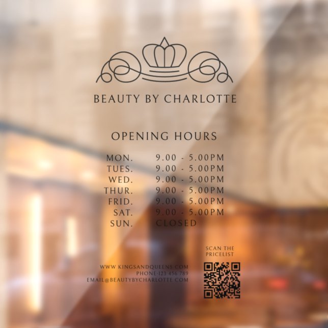Elegant, Royal, Business, Opening Hours & QR Code (Sheet 2)
