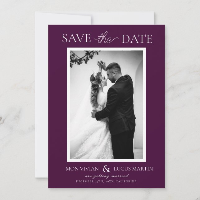Elegant Royal Crimson Photo Save The Date Invitation (Front)