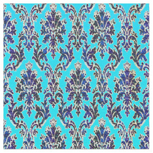 Elegant Royal Damask on Turquoise Fabric