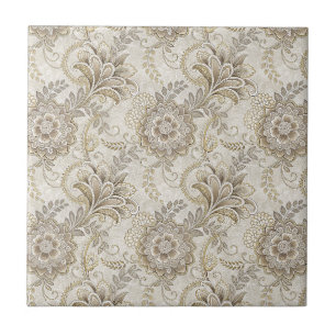 Elegant Royal Floral Paisley Design Pattern Art Ceramic Tile