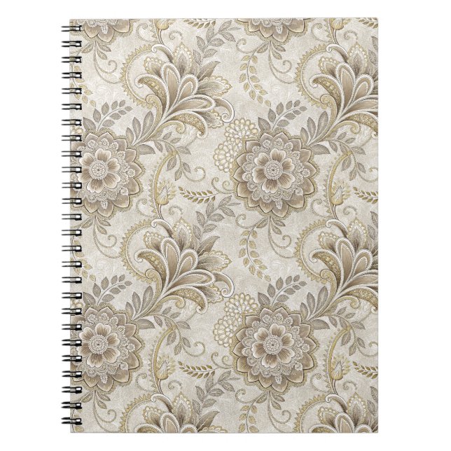 Elegant Royal Floral Paisley Design Pattern Art Notebook (Front)