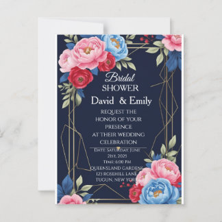 Elegant Royal Floral Wedding Invitation Postcard