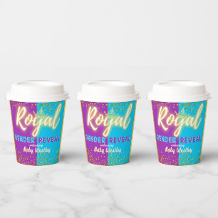 Elegant Royal Gender Reveal Purple & Blue  Paper Cups