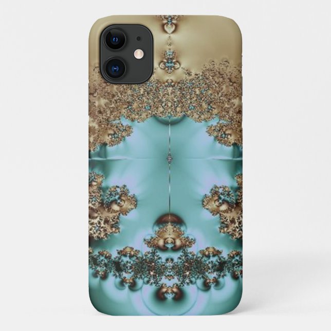 Elegant Royal Gold and Aqua Design Case-Mate iPhone Case (Back)