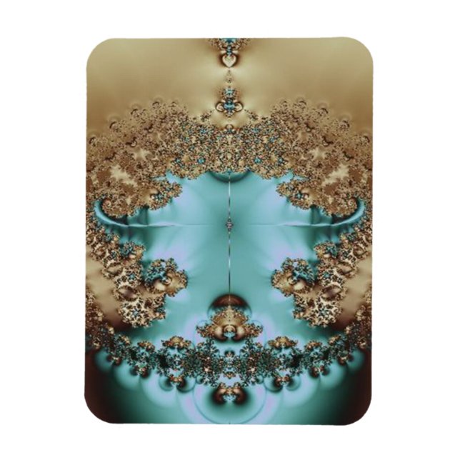 Elegant Royal Gold and Aqua Magnet (Vertical)