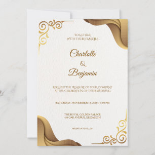 Elegant Royal Gold Classic Waves Wedding  Invitation