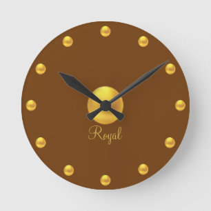 Elegant Royal Golden Dots Round Clock