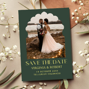 Elegant Royal Green Save The Date Photo Wedding Invitation
