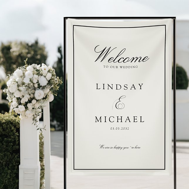 Elegant Royal Ivory & Black Wedding Banner (Elegant Royal Ivory & Black Wedding Banner)