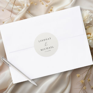 Elegant Royal Ivory Script Wedding Classic Round Sticker
