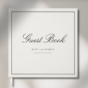 Elegant Royal Ivory Scripted Font Wedding Guest Book