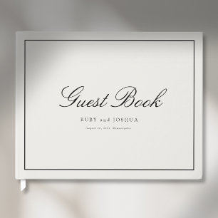 Elegant Royal Ivory Scripted Font Wedding Guest Book