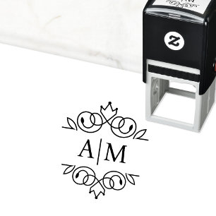 Elegant, royal, monogram self-inking stamp