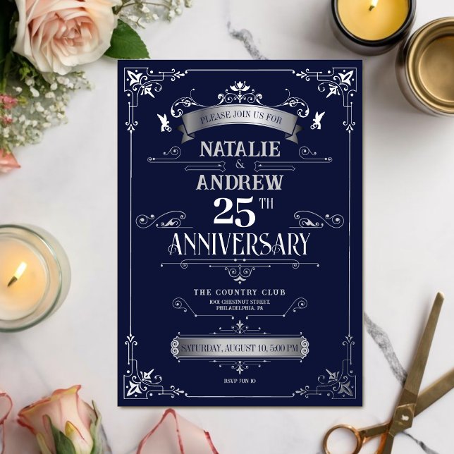 Elegant Royal Navy Silver Wedding Anniversary (Creator Uploaded)