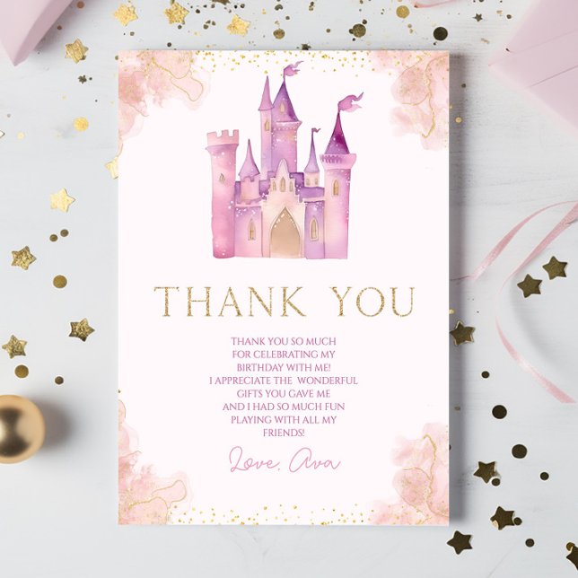 Elegant Royal Princess Castle Birthday Party Thank You Card (Creator Uploaded)
