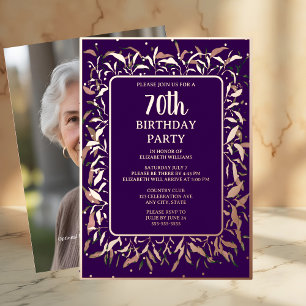Elegant Royal Purple 70th Custom Birthday Party