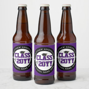 Elegant Royal Purple Class of 2022 Graduation Beer Bottle Label