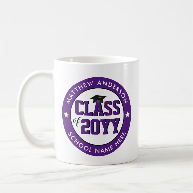 Elegant Royal Purple Class of 2023 Graduation Coffee Mug (Left)