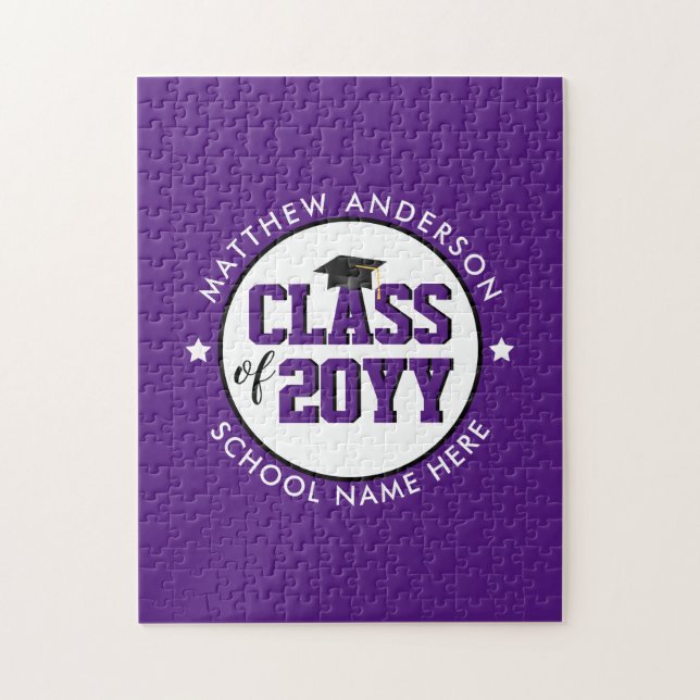 Elegant Royal Purple Class of 2024 Graduation Jigsaw Puzzle (Vertical)