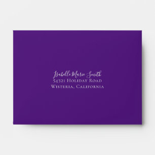 Elegant Royal Purple Colour Wash Wedding RSVP Envelope