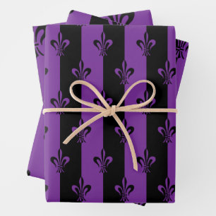Elegant Royal Purple Fleur de Lis Wrapping Paper
