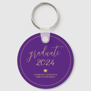 Elegant Royal Purple Graduate 2024 Graduation Key Ring