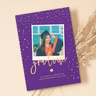 Elegant Royal Purple Graduate Photo Graduation Announcement