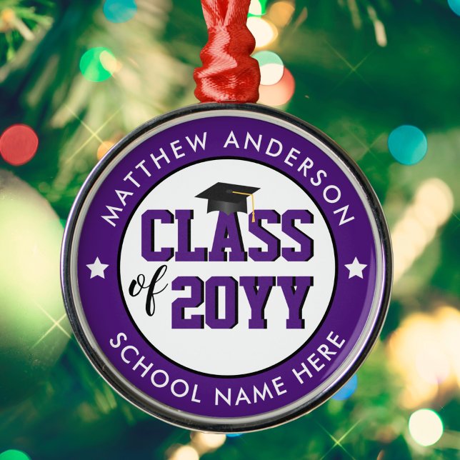 Elegant Royal Purple Graduation Metal Ornament (Creator Uploaded)