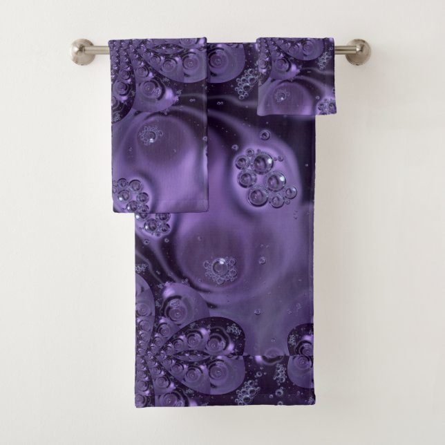 Elegant Royal Purple Liquid Sparkle Bath Towel Set (Insitu)