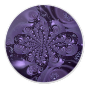 Elegant Royal Purple Liquid Sparkle Ceramic Knob