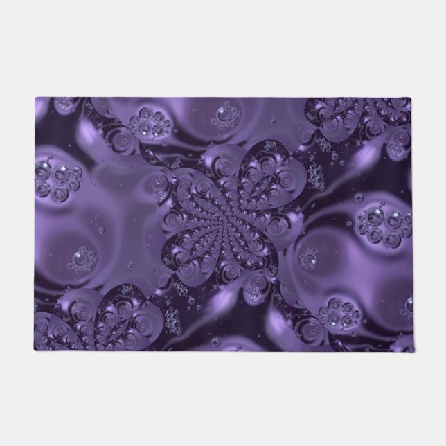Elegant Royal Purple Liquid Sparkle Doormat (Front)
