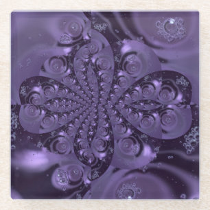 Elegant Royal Purple Liquid Sparkle Glass Coaster