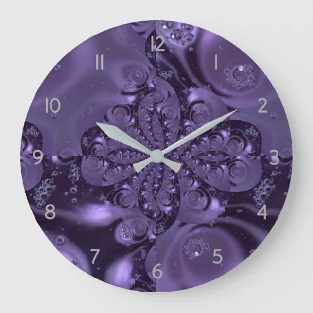 Elegant Royal Purple Liquid Sparkle Large Clock (Front)