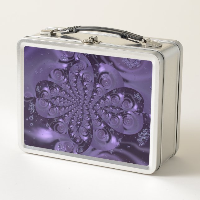Elegant Royal Purple Liquid Sparkle Metal Lunch Box (Front)