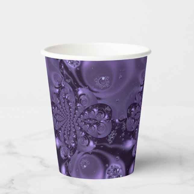 Elegant Royal Purple Liquid Sparkle Paper Cups (Front)