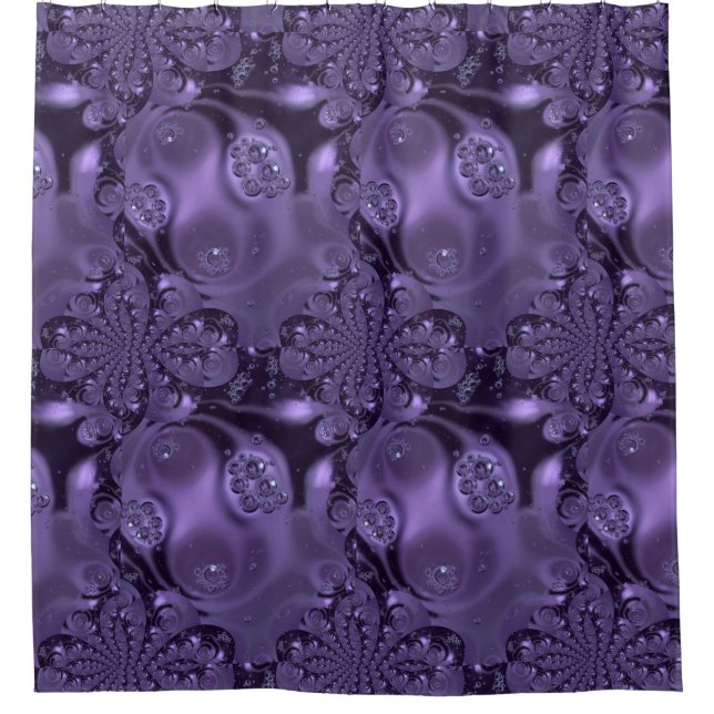 Elegant Royal Purple Liquid Sparkle Shower Curtain (Front)
