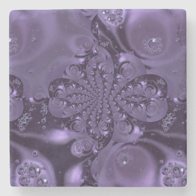 Elegant Royal Purple Liquid Sparkle Stone Coaster (Front)