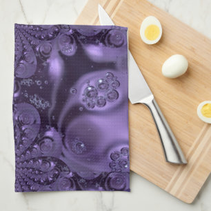 Elegant Royal Purple Liquid Sparkle Tea Towel