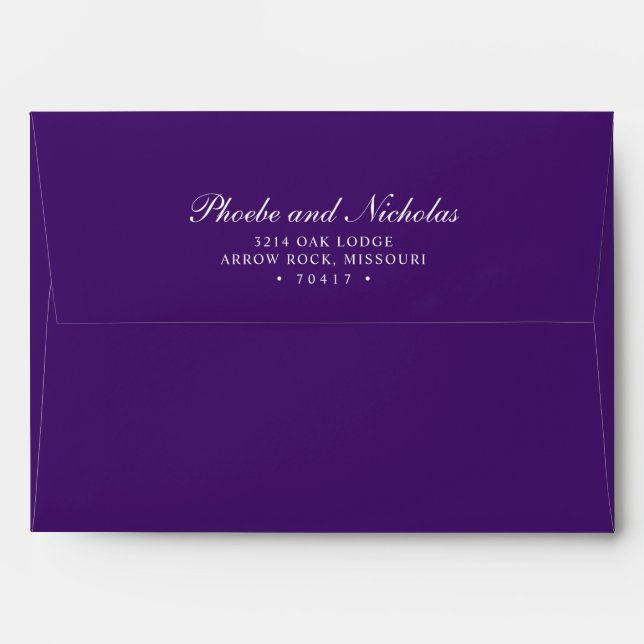 Elegant Royal Purple Return Address Wedding Envelope (Back (Top Flap))